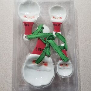 Christmas Santa Measuring‎ Spoon Set Decorative Holiday Kitchen Baking Spoon 4ct